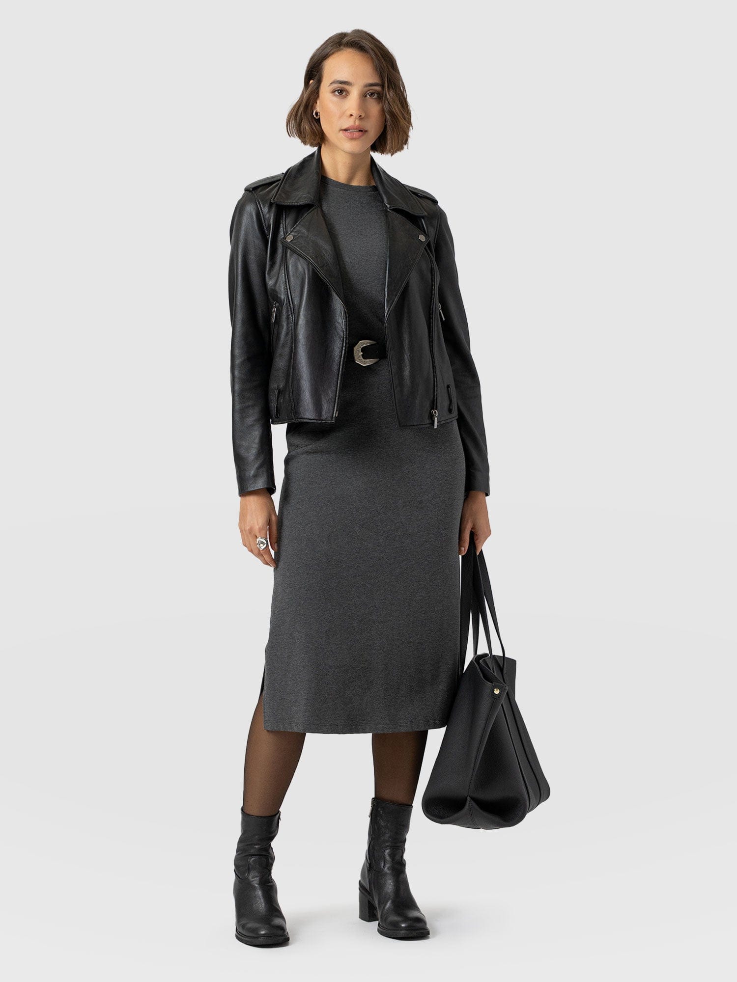 Easy T-Shirt Midi Dress - Charcoal - Women's Dresss | Saint + Sofia® USA